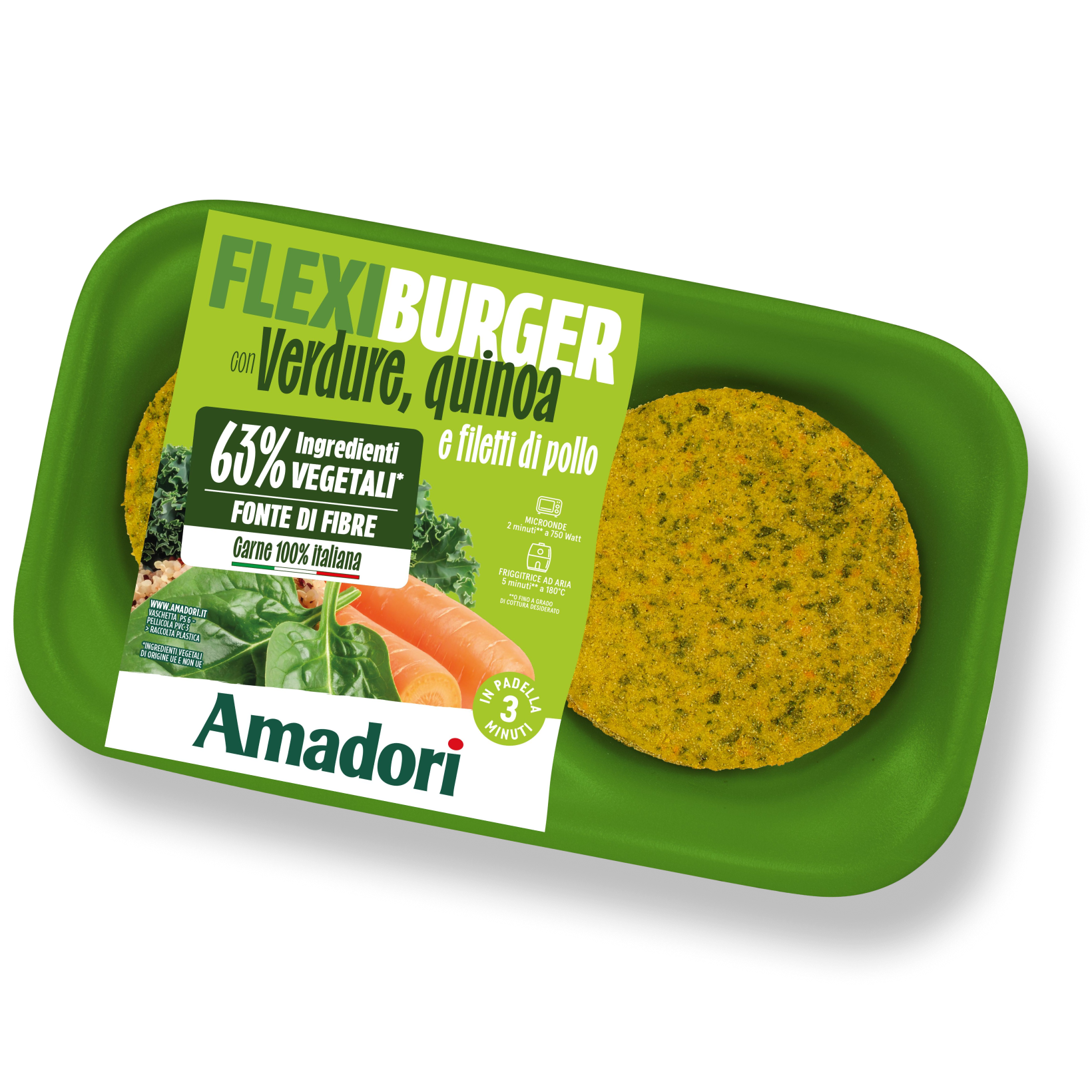 Flexi burger con verdure, quinoa e filetti di pollo